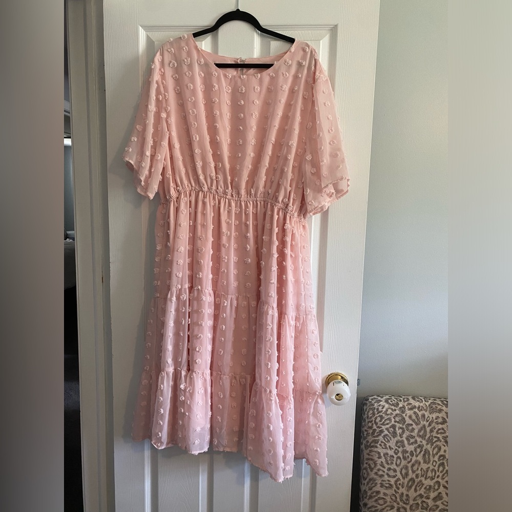 Pink Swiss dot dress